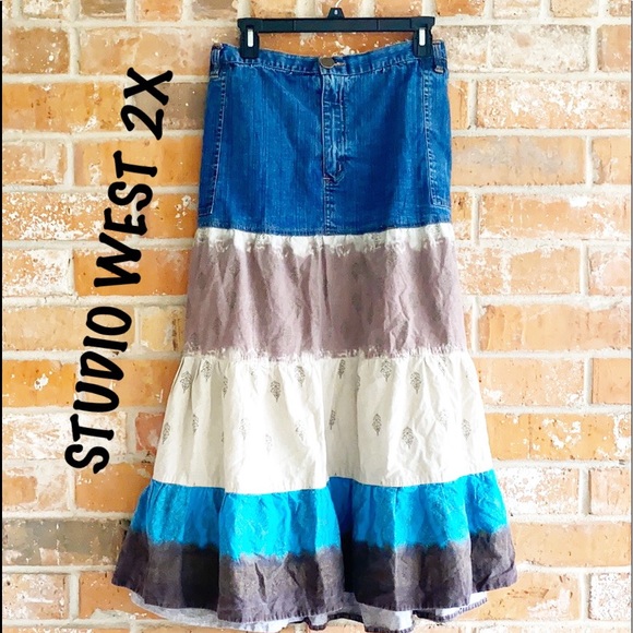 Studio West Dresses & Skirts - ▪️STUDIO WEST▪️Peasant Denim Jean Skirt EUC 2X
